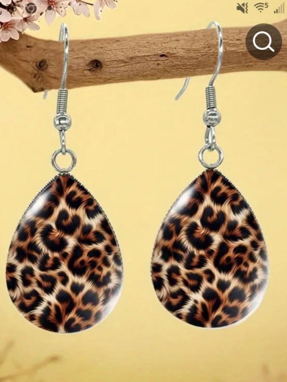 Leopard Print Water Drop Earrings And  Mini Bag - Brown & Black